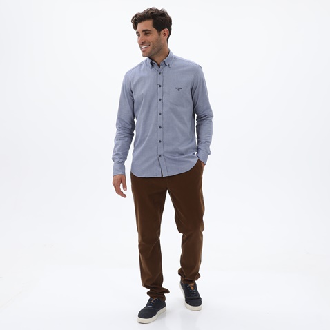 NAVY & GREEN-Ανδρικό πουκάμισο NAVY & GREEN COMFORT FIT μπλε