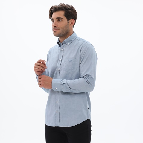 NAVY & GREEN-Ανδρικό πουκάμισο NAVY & GREEN COMFORT FIT γαλάζιο