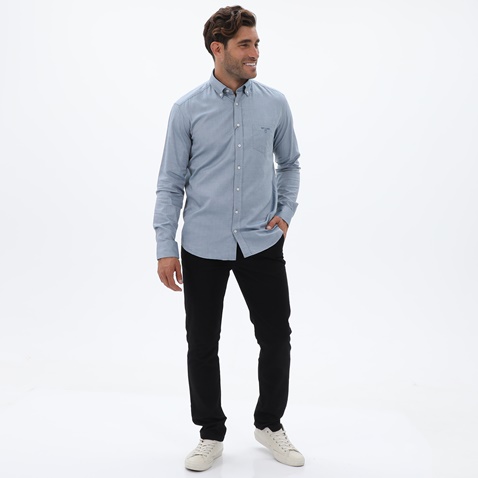 NAVY & GREEN-Ανδρικό πουκάμισο NAVY & GREEN COMFORT FIT γαλάζιο