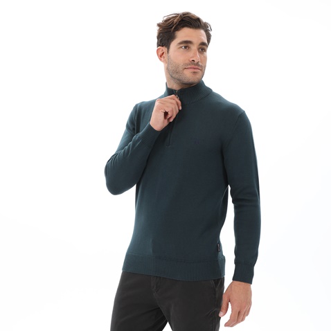 NAVY & GREEN-Ανδρική πλεκτή μπλούζα NAVY & GREEN πράσινη
