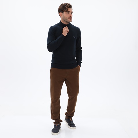 NAVY & GREEN-Ανδρικό υφασμάτινο παντελόνι NAVY & GREEN MODERN FIT καφέ