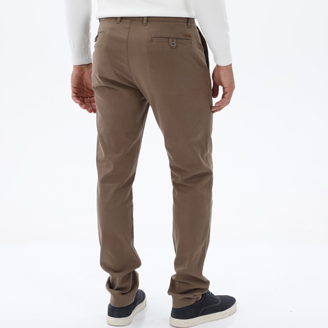 NAVY & GREEN-Ανδρικό υφασμάτινο παντελόνι NAVY & GREEN MODERN FIT σκούρο μπεζ