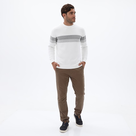 NAVY & GREEN-Ανδρικό υφασμάτινο παντελόνι NAVY & GREEN MODERN FIT σκούρο μπεζ
