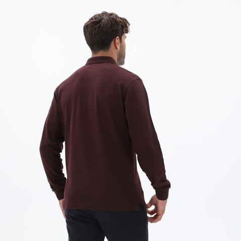 NAVY & GREEN-Ανδρική polo μπλούζα NAVY & GREEN CUSTOM FIT μπορντό