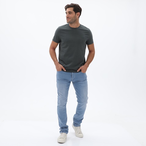 NAVY & GREEN-Ανδρικό jean παντελόνι NAVY & GREEN LOW WAIST μπλε ανοιχτό