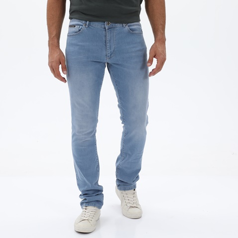 NAVY & GREEN-Ανδρικό jean παντελόνι NAVY & GREEN LOW WAIST μπλε ανοιχτό