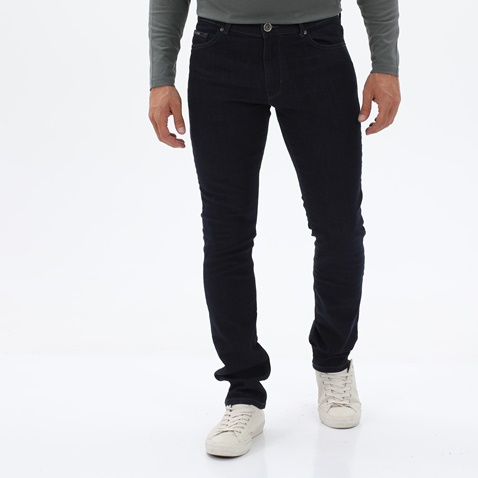 NAVY & GREEN-Ανδρικό jean παντελόνι NAVY & GREEN LOW WAIST σκούρο μπλε