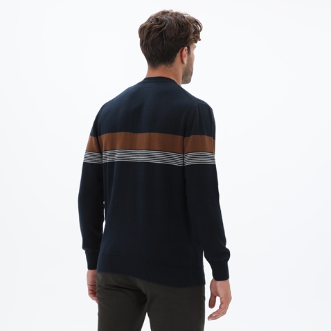 NAVY & GREEN-Ανδρικό πουλόβερ NAVY & GREEN μπλε καφέ