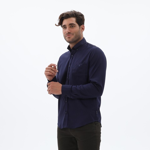 NAVY & GREEN-Ανδρικό πουκάμισο NAVY & GREEN COMFORT FIT μπλε