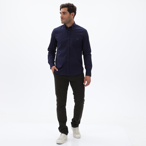 NAVY & GREEN-Ανδρικό πουκάμισο NAVY & GREEN COMFORT FIT μπλε