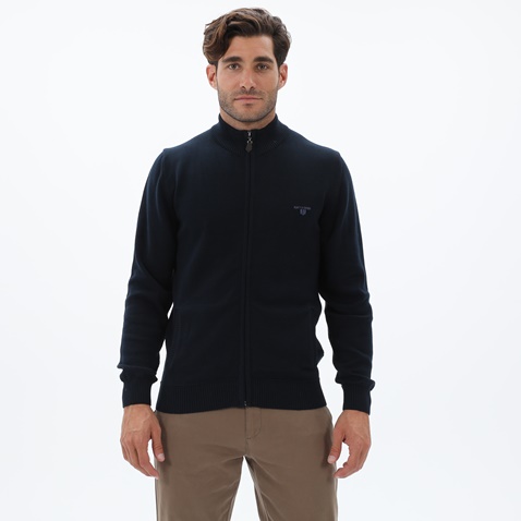 NAVY & GREEN-Ανδρική πλεκτή ζακέτα NAVY & GREEN μπλε