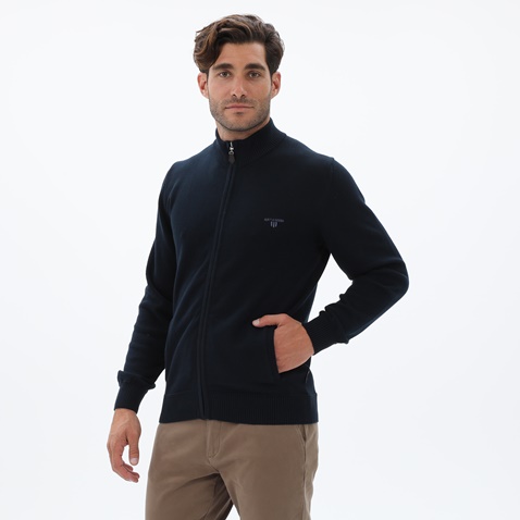 NAVY & GREEN-Ανδρική πλεκτή ζακέτα NAVY & GREEN μπλε