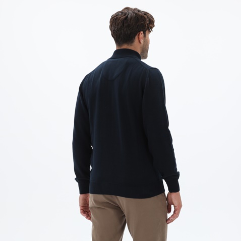 NAVY & GREEN-Ανδρική πλεκτή ζακέτα NAVY & GREEN μπλε