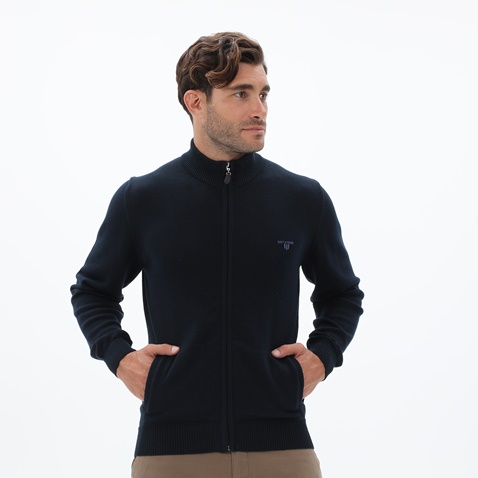 NAVY & GREEN-Ανδρική πλεκτή ζακέτα NAVY & GREEN μπλε