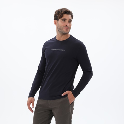 NAVY & GREEN-Ανδρική μπλούζα NAVY & GREEN μπλε