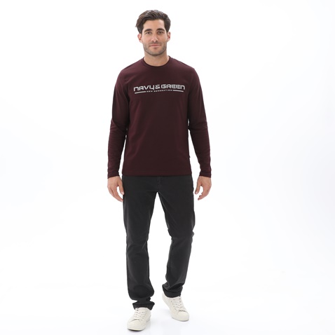 NAVY & GREEN-Ανδρικό υφασμάτινο παντελόνι NAVY & GREEN MODERN FIT ανθρακί