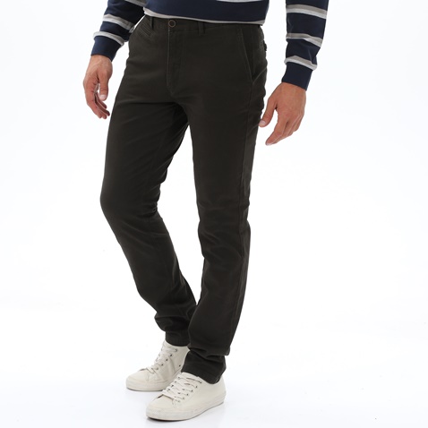 NAVY & GREEN-Ανδρικό υφασμάτινο παντελόνι NAVY & GREEN MODERN FIT χακί