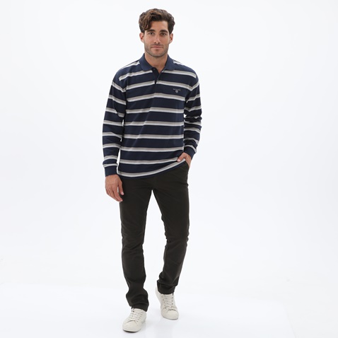 NAVY & GREEN-Ανδρικό υφασμάτινο παντελόνι NAVY & GREEN MODERN FIT χακί