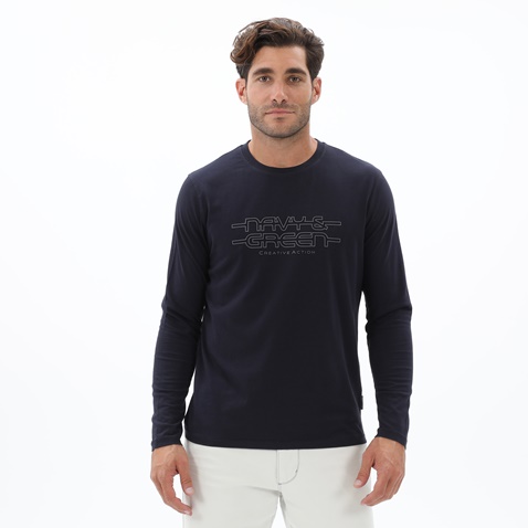 NAVY & GREEN-Ανδρική μπλούζα NAVY & GREEN μπλε σκούρο 