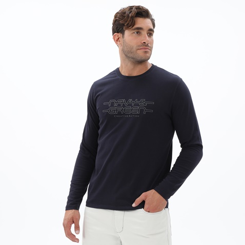 NAVY & GREEN-Ανδρική μπλούζα NAVY & GREEN μπλε σκούρο 