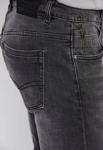 FUNKY BUDDHA-Ανδρικό jean παντελόνι FUNKY BUDDHA Regular slim fit γκρι