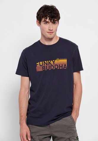 FUNKY BUDDHA-Ανδρικό t-shirt FUNKY BUDDHA μπλε ναυτικό