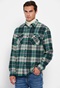 FUNKY BUDDHA-Ανδρικό flannel overshirt FUNKY BUDDHA καρό πράσινο