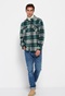 FUNKY BUDDHA-Ανδρικό flannel overshirt FUNKY BUDDHA καρό πράσινο