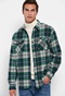 FUNKY BUDDHA-Ανδρικό flannel overshirt FUNKY BUDDHA καρό πράσινο