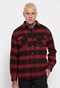 FUNKY BUDDHA-Ανδρικό flannel overshirt FUNKY BUDDHA κόκκινο μαύρο καρό