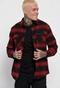 FUNKY BUDDHA-Ανδρικό flannel overshirt FUNKY BUDDHA κόκκινο μαύρο καρό