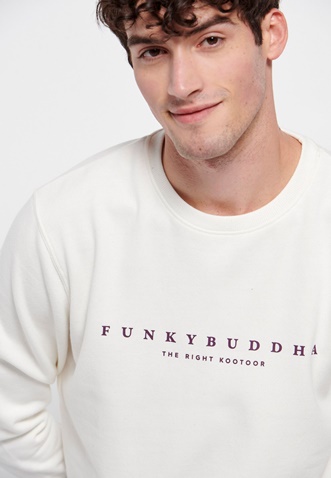 FUNKY BUDDHA-Ανδρική φούτερ μπλούζα FUNKY BUDDHA λευκή