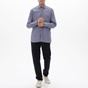 NAVY & GREEN-Ανδρικό πουκάμισο NAVY & GREEN COMFORT FIT μπλε λευκό ριγέ