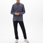 NAVY & GREEN-Ανδρικό πουκάμισο NAVY & GREEN COMFORT FIT μπλε καφέ καρό