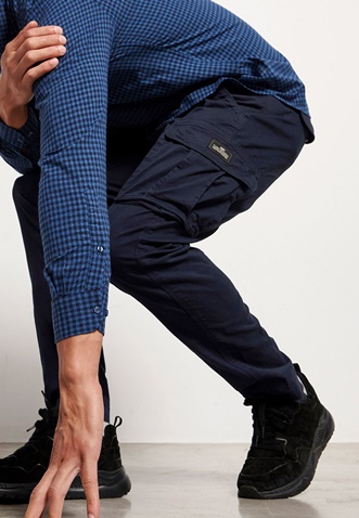 FUNKY BUDDHA-Ανδρικό cargo παντελόνι FUNKY BUDDHA Comfort fit μπλε
