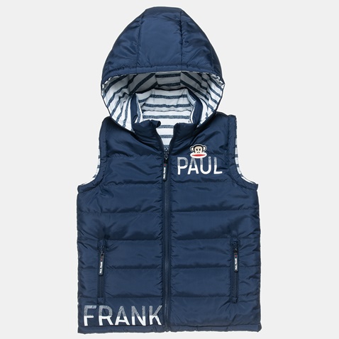 PAUL FRANK-Παιδικό αμάνικο μπουφάν διπλής όψης Paul Frank μπλε λευκό ριγέ