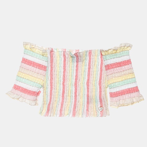 ALOUETTE-Παιδική off the shoulders cropped μπλούζα ALOUETTE πολύχρωμη ριγέ