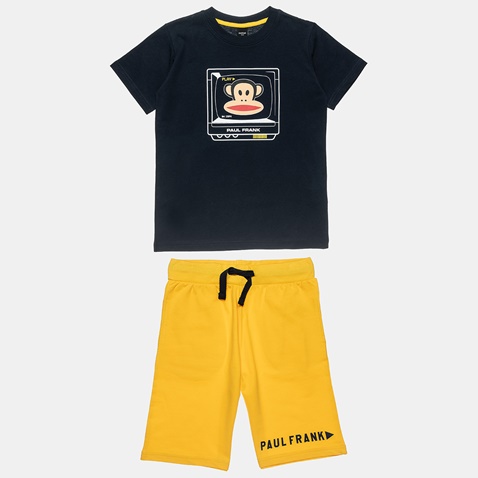 PAUL FRANK-Παιδικό σετ από μπλούζα και βερμούδα PAUL FRANK μπλε κίτρινη