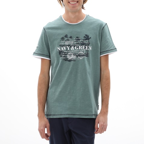 NAVY & GREEN-Ανδρικό t-shirt NAVY & GREEN πράσινο