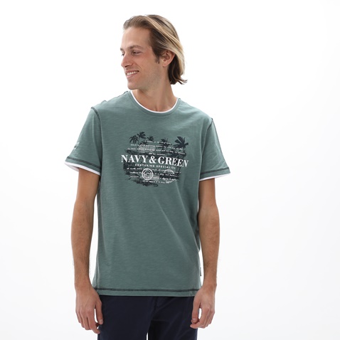 NAVY & GREEN-Ανδρικό t-shirt NAVY & GREEN πράσινο
