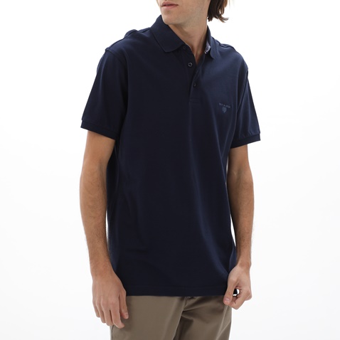 NAVY & GREEN-Ανδρική polo μπλούζα NAVY & GREEN σκούρο μπλε