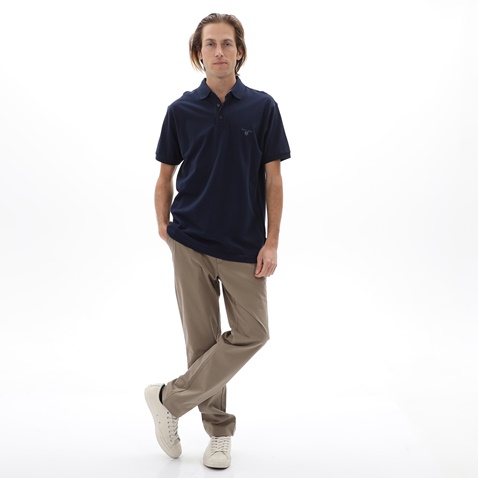 NAVY & GREEN-Ανδρική polo μπλούζα NAVY & GREEN σκούρο μπλε