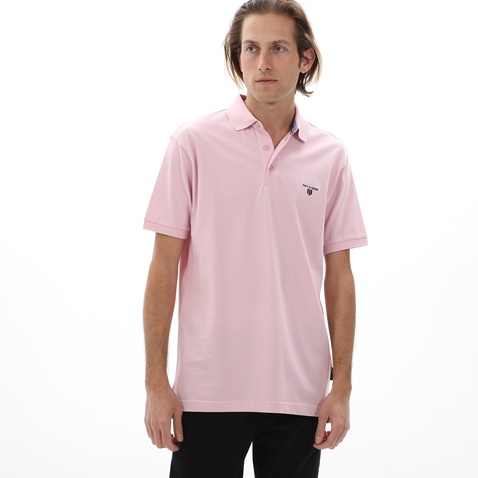 NAVY & GREEN-Ανδρική polo μπλούζα NAVY & GREEN ροζ