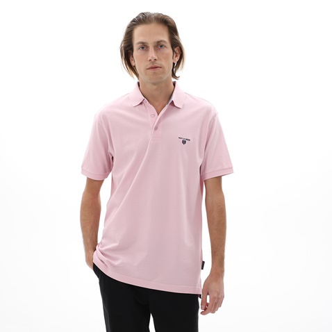 NAVY & GREEN-Ανδρική polo μπλούζα NAVY & GREEN ροζ