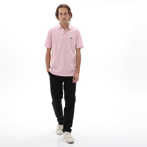 NAVY & GREEN-Ανδρική polo μπλούζα NAVY & GREEN ροζ