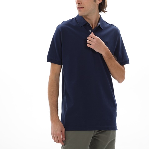 NAVY & GREEN-Ανδρική polo μπλούζα NAVY & GREEN σκούρο μπλε