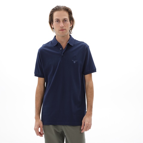NAVY & GREEN-Ανδρική polo μπλούζα NAVY & GREEN σκούρο μπλε