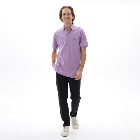 NAVY & GREEN-Ανδρική polo μπλούζα NAVY & GREEN μωβ