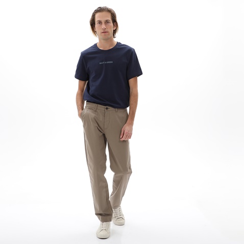 NAVY & GREEN-Ανδρικό chino παντελόνι NAVY & GREEN MODERN FIT μπεζ