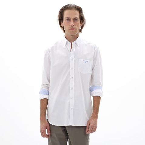NAVY & GREEN-Ανδρικό πουκάμισο NAVY & GREEN COMFORT FIT λευκό